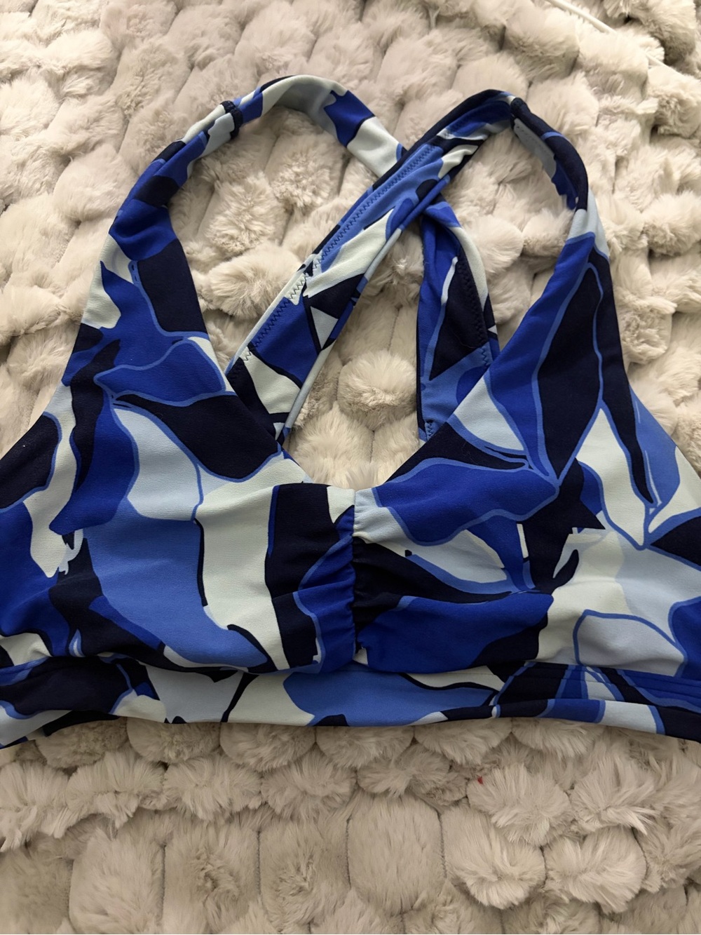 Offline by aerie Blue Camouflage-Style Active Sports Bra Med